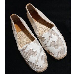 Tory Burch Lonnie Espadrilles Large Symbol Slip On Shoes Sz 7.5M